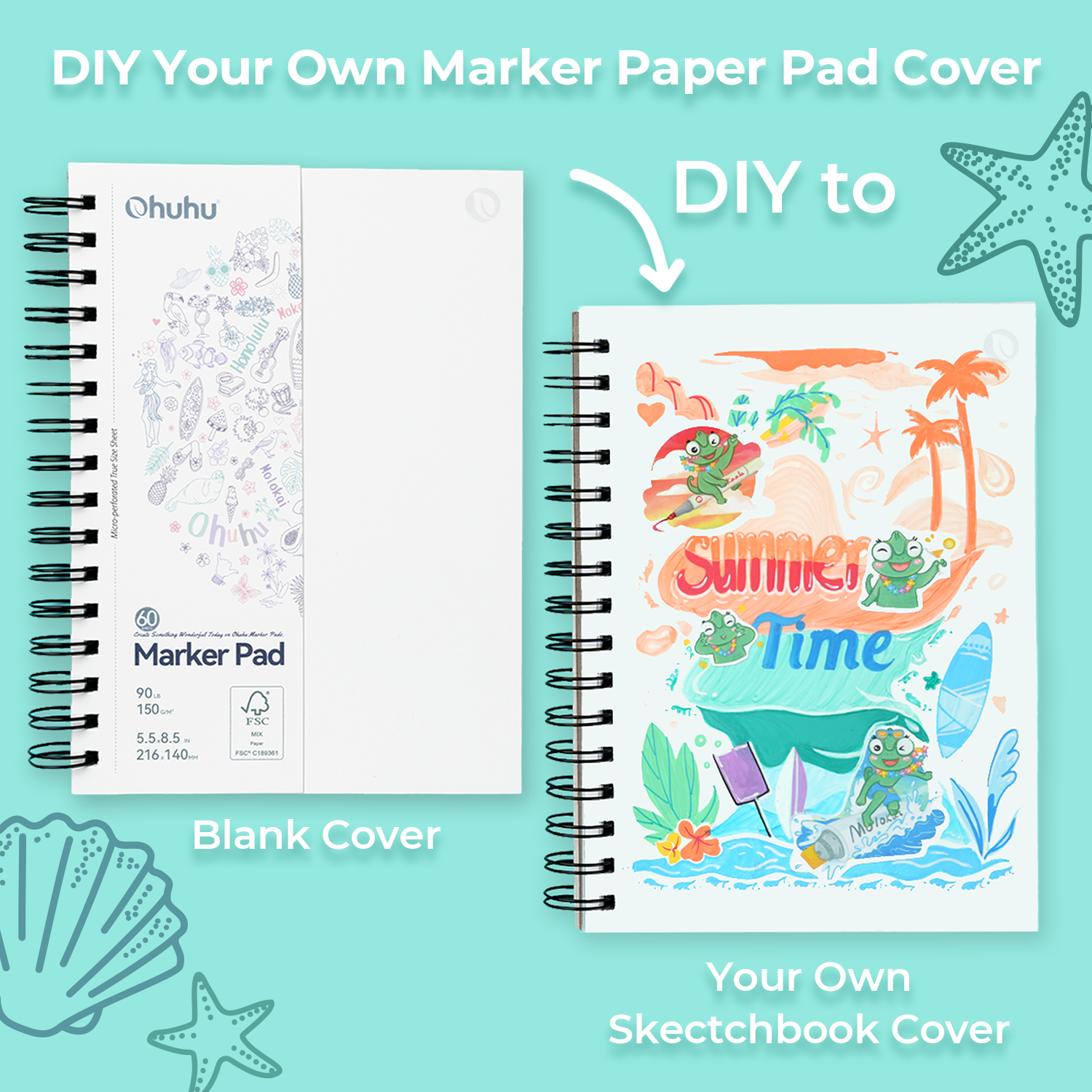 Ohuhu Bleedproof Double-Sided Marker Pad. Spiral-Bound