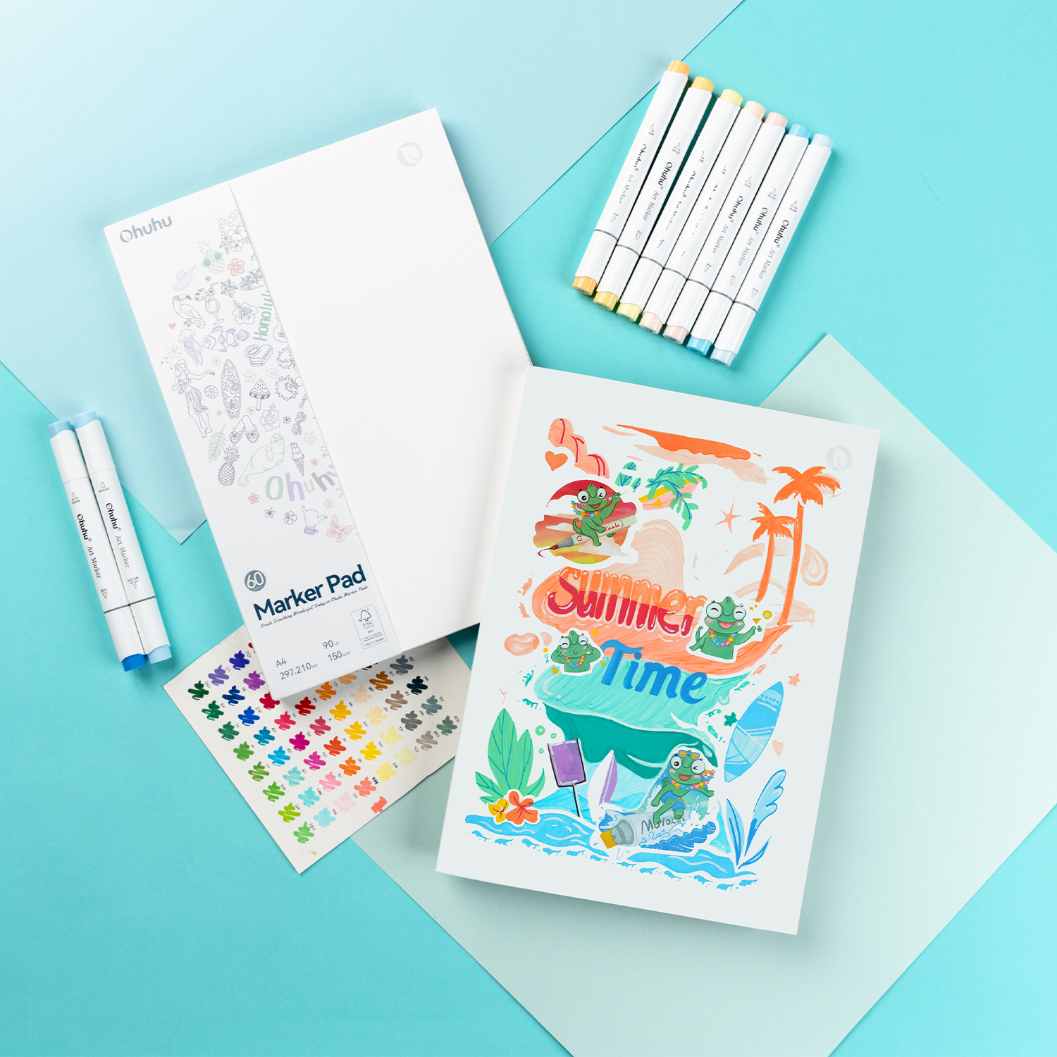Ohuhu Bleedproof Double-Sided Marker Pad. Glue-Bound