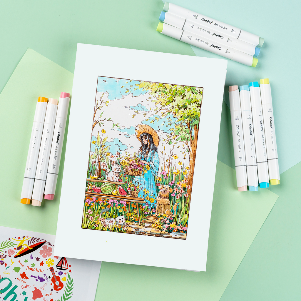 Ohuhu Bleedproof Double-Sided Marker Pad. Glue-Bound
