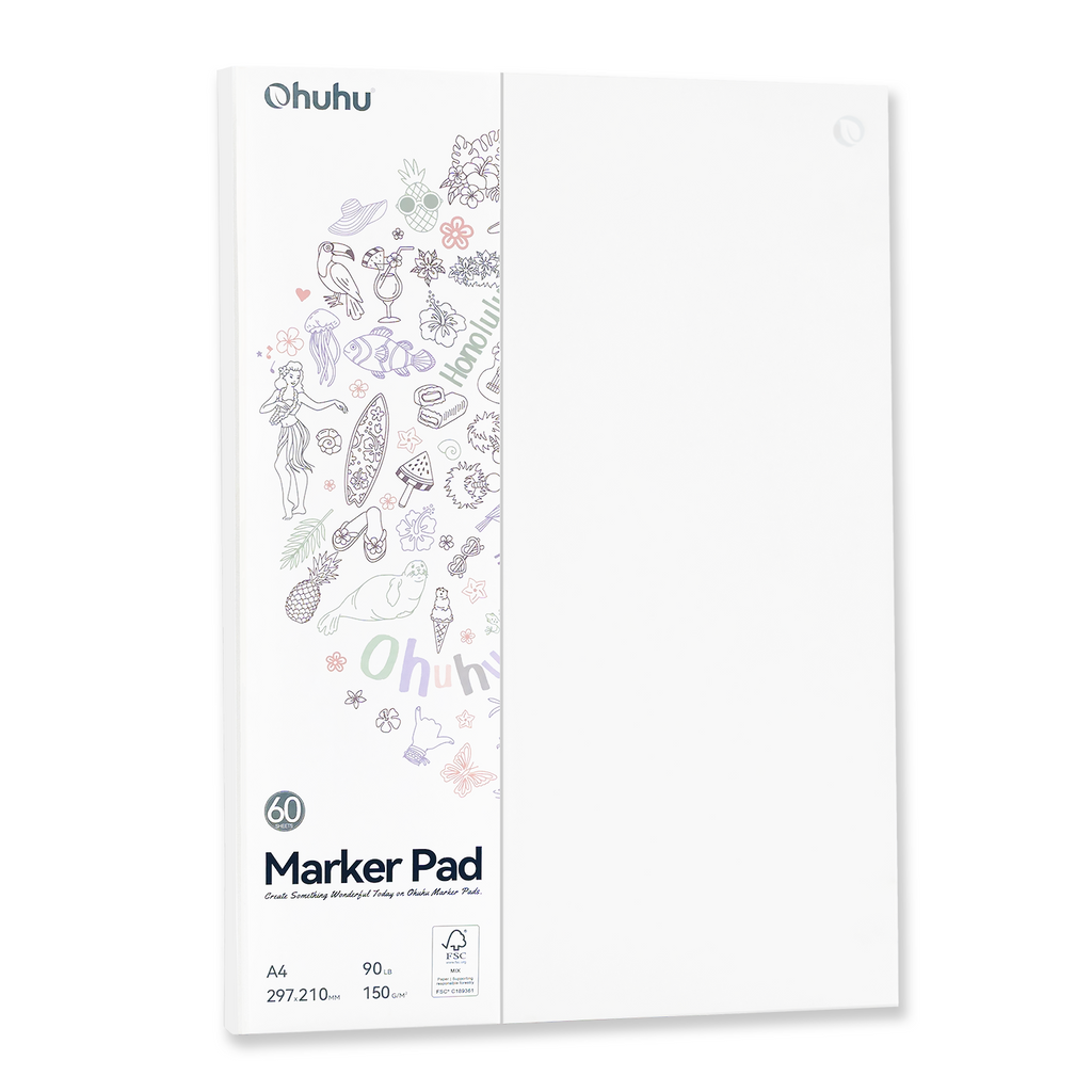 Ohuhu Bleedproof Double-Sided Marker Pad. Glue-Bound