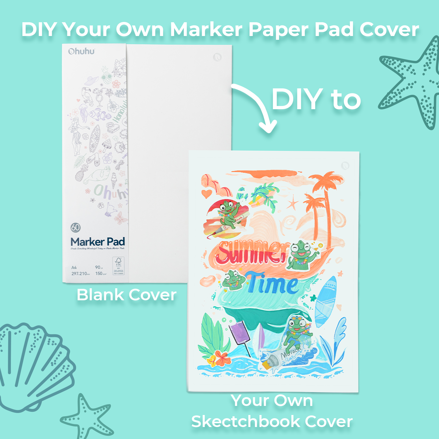 Ohuhu Bleedproof Double-Sided Marker Pad. Glue-Bound