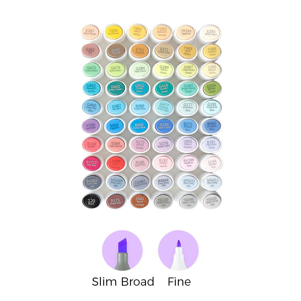 Ohuhu Kaala Five Tones Slim Broad and Fine Dual Tips Alcohol Art Markers