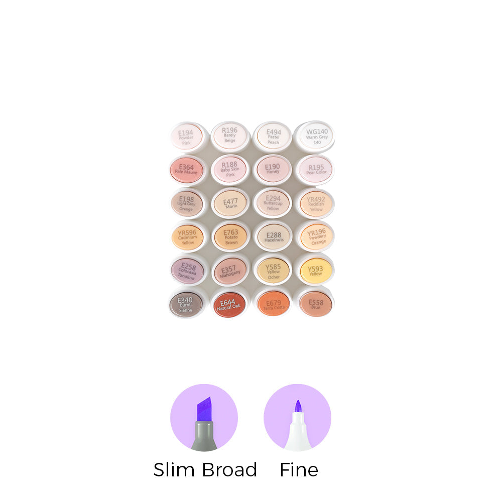 Ohuhu Kaala Five Tones Slim Broad and Fine Dual Tips Alcohol Art Markers