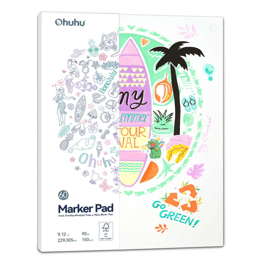 Ohuhu Bleedproof Double-Sided Marker Pad. Glue-Bound