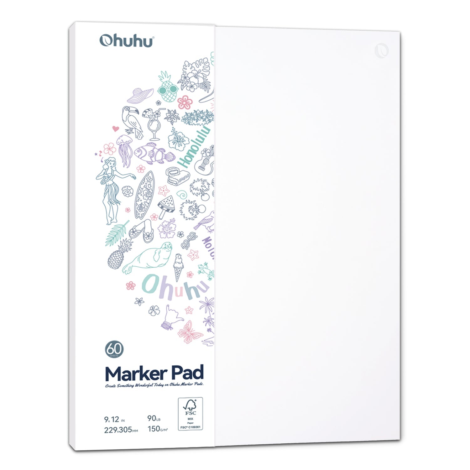 Ohuhu Bleedproof Double-Sided Marker Pad. Glue-Bound