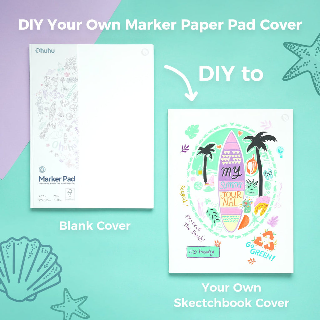 Ohuhu Bleedproof Double-Sided Marker Pad. Glue-Bound