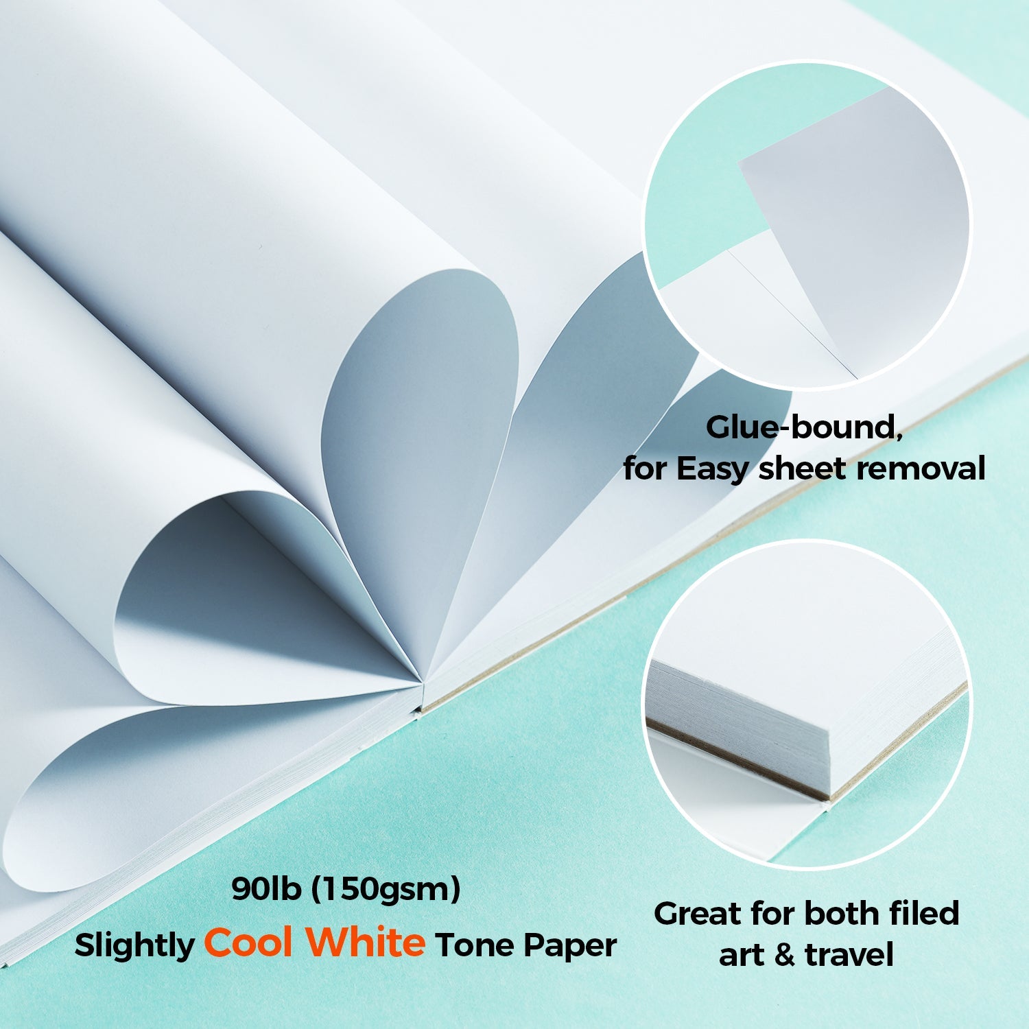 Ohuhu Bleedproof Double-Sided Marker Pad. Glue-Bound
