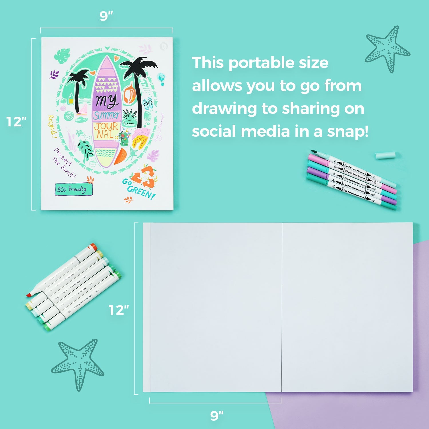 Ohuhu Bleedproof Double-Sided Marker Pad. Glue-Bound