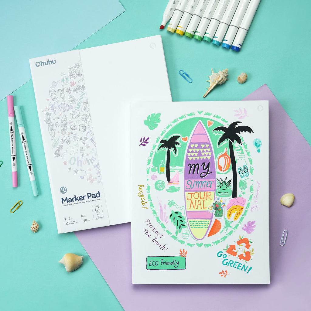 Ohuhu Bleedproof Double-Sided Marker Pad. Glue-Bound
