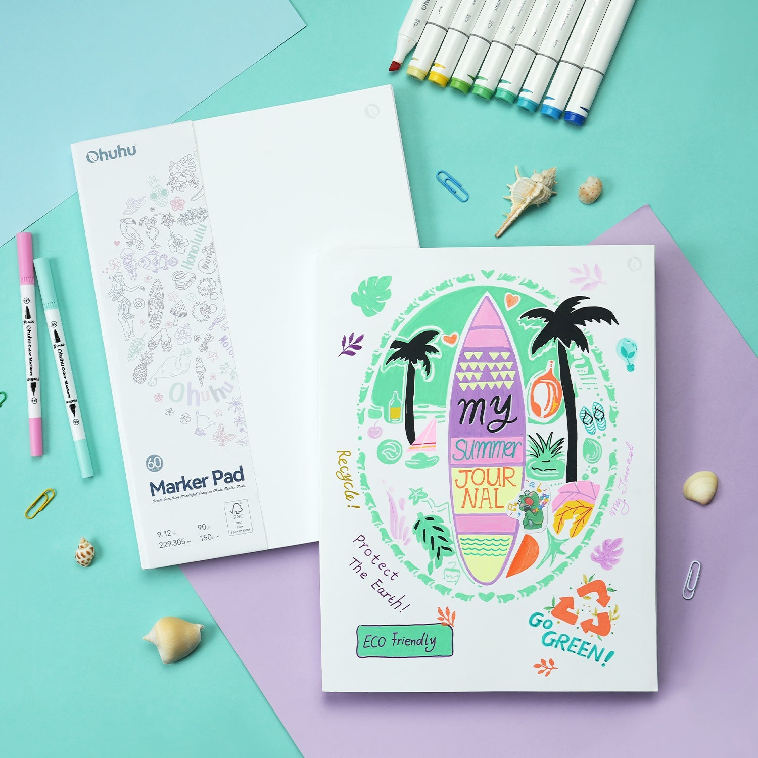 Ohuhu Bleedproof Double-Sided Marker Pad. Glue-Bound