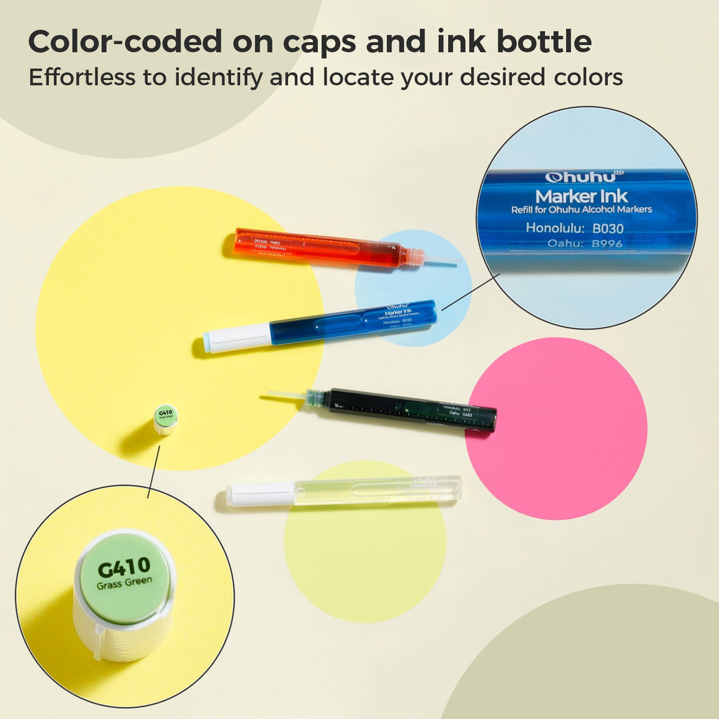 Ohuhu Marker Ink V38 / R24 / V189 Refill for Alcohol marker