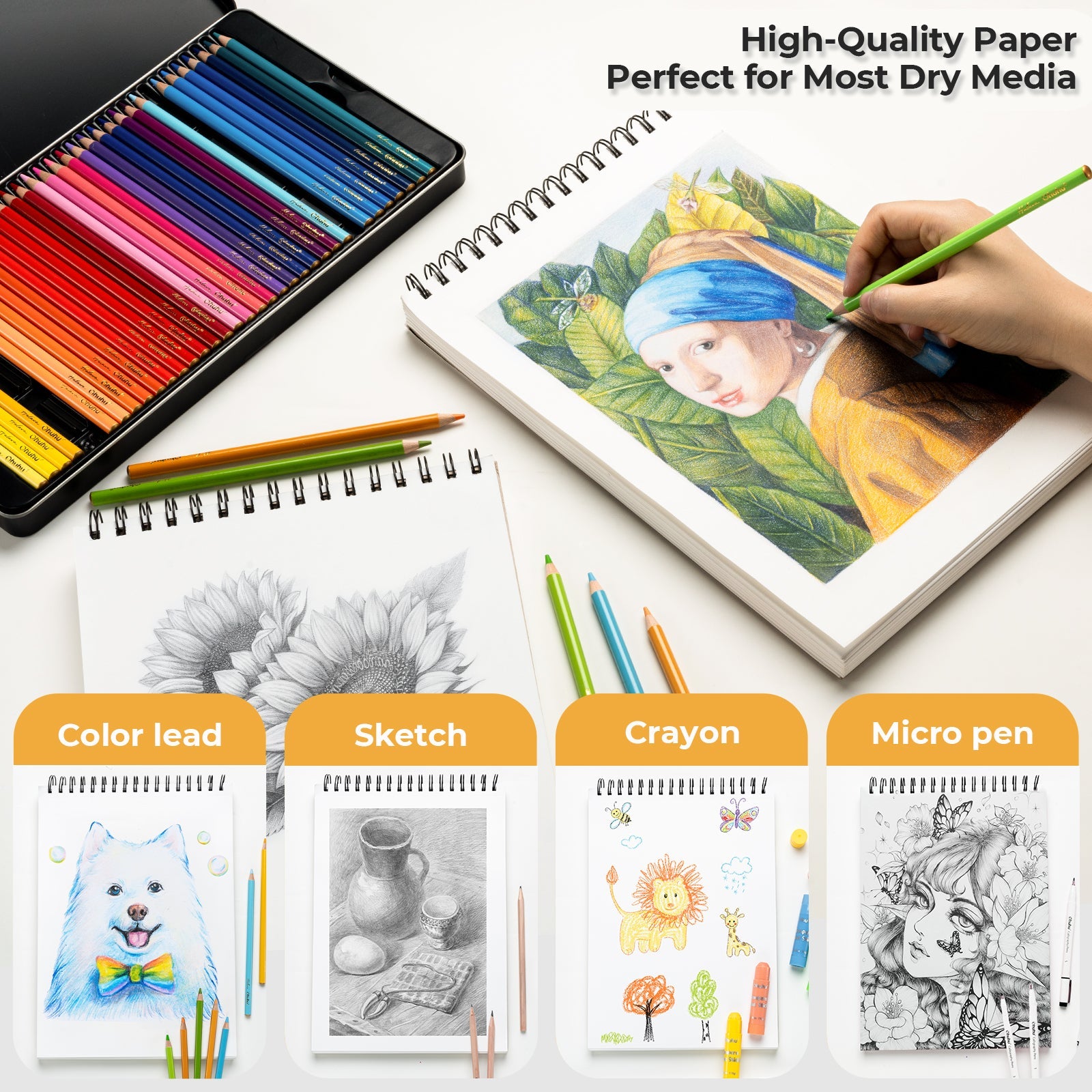 Ohuhu Tear Resistant Bamboo Fiber Drawing Sketchbook